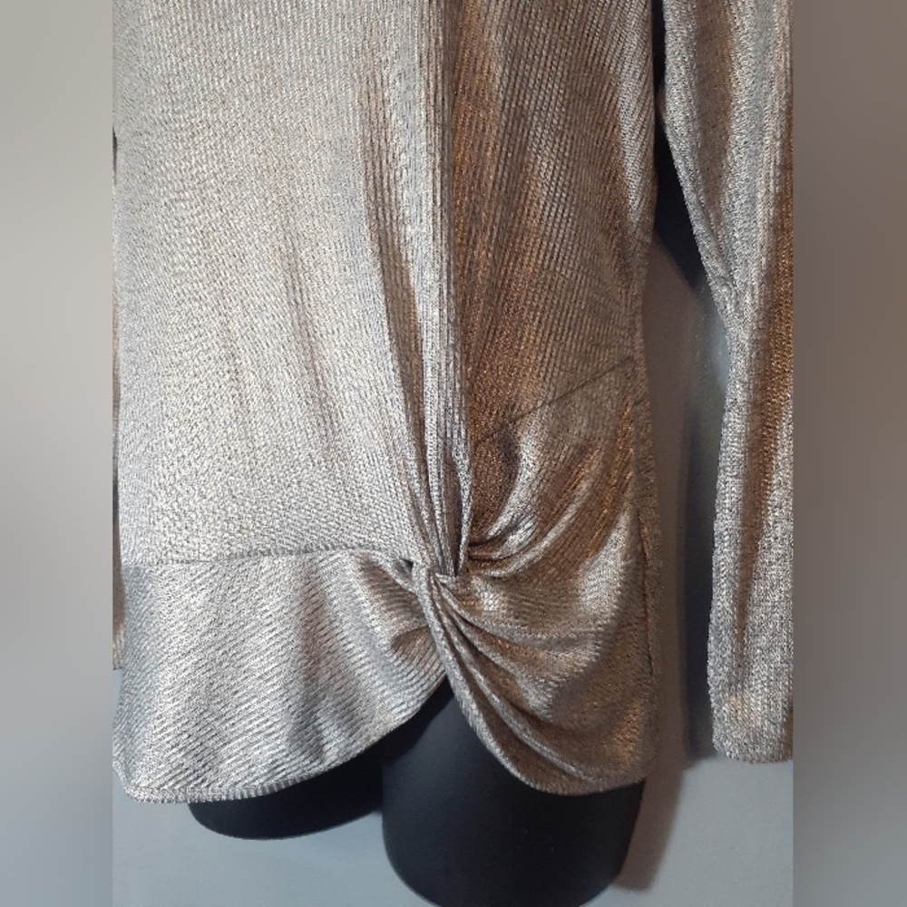 INC International Concepts Shimmering Metallic Long Sleeve Top - Picture 3 of 4